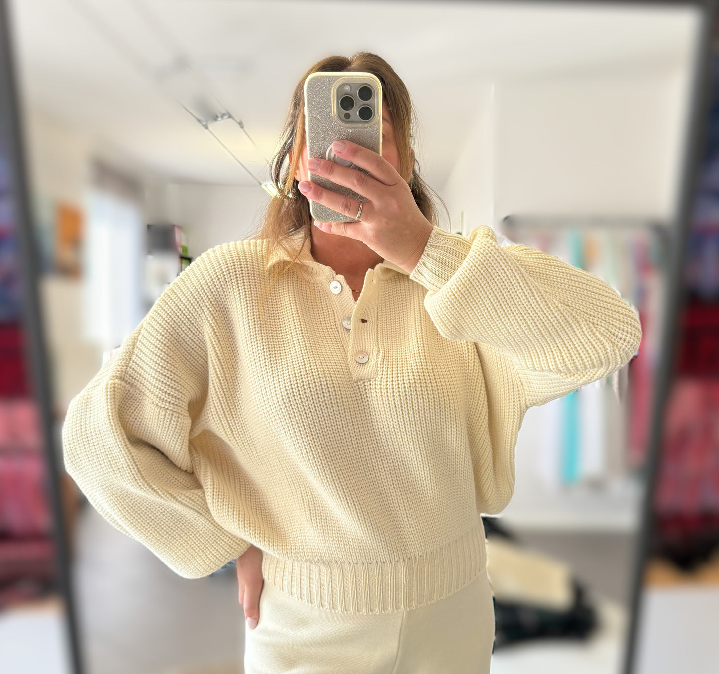 KIM Maglione Polo panna