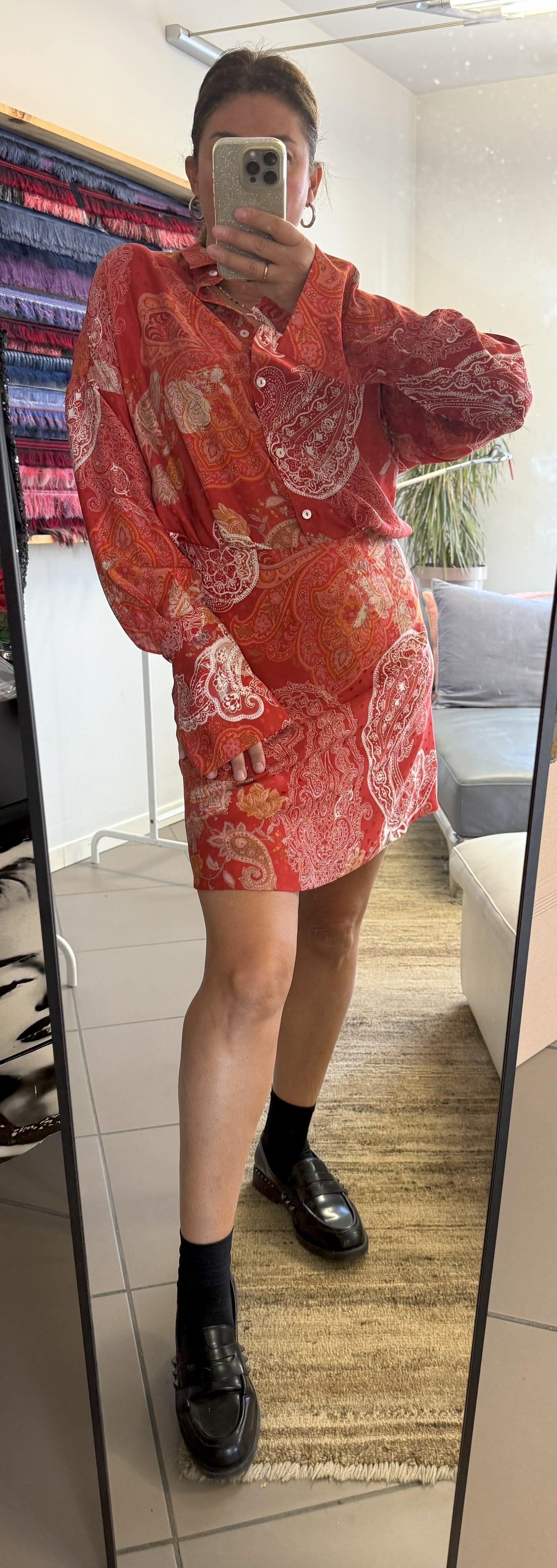 AGATHA Camicia seta stampata jacquard