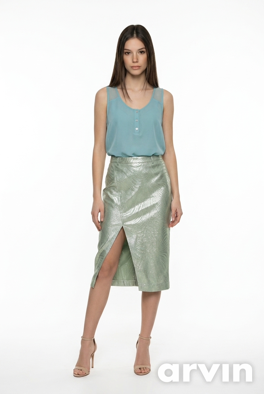BOBBY - Tubino seta lurex green