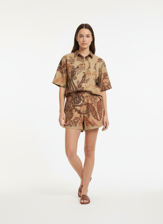 FRIDA - shorts lino stampato